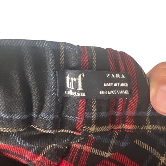 Zara TRF Collection Plaid Pants *Dimensions in Picture* Elastic Waist - Picture 7 of 7